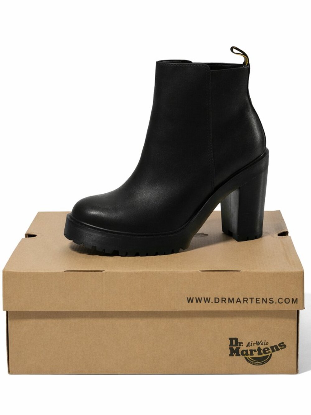 Dr. Martens Magdalena Black Leather Platform Heel Boots Size 8